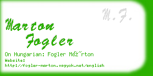 marton fogler business card